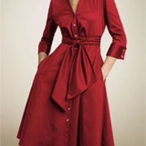 Kenneth Cole Reaction red sateen wrap shirt dress